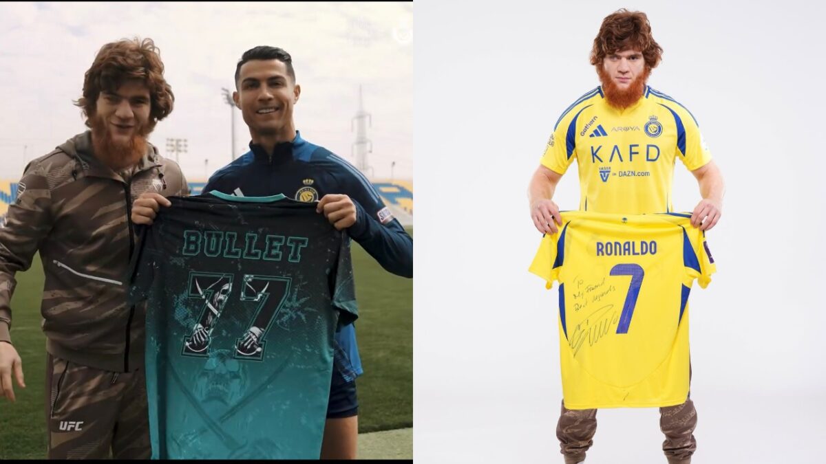 Will $800 million star Cristiano Ronaldo attend UFC Saudi Arabia Fight Night? 3 Sharaputdin Magomedov and Cristiano Ronaldo exchanging jerseys