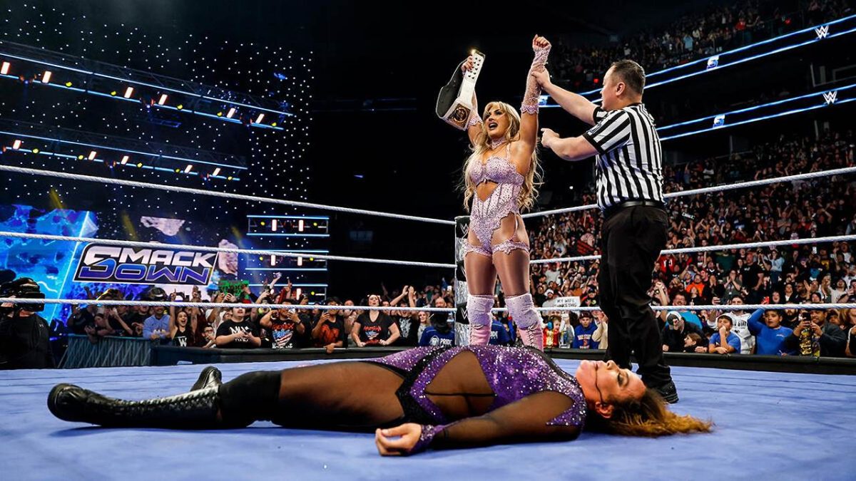 Tiffany Stratton after beating Nia Jax on SmackDown