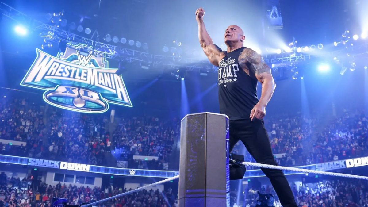 The Rock posing on SmackDown