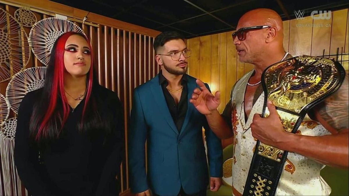 The Rock with Ava and Ethan Page