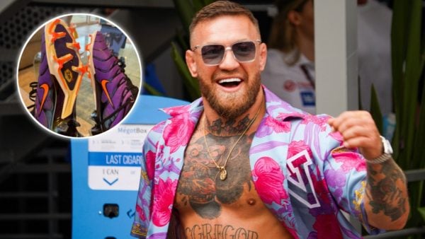 UFC star Conor McGregor shows off his Nike soccer boots