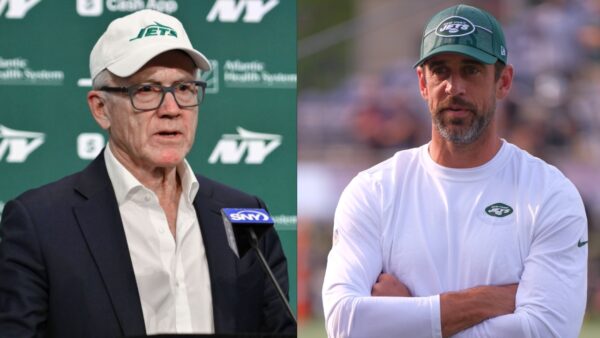 Woody Johnson and Aaron Rodgers