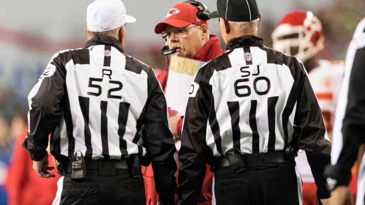 Chiefs owner laughs at silly excuses other teams make about referees to question Patrick Mahomes' team's success 3 Andy Reid with NFL officials at Chiefs games