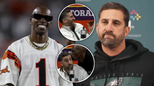 Eagles HC Nick Sirianni's reaction to getting a kiss from Chad Johnson