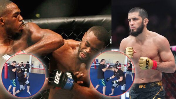 Islam Makhachev trains Jon Jones's iconic spinning elbow