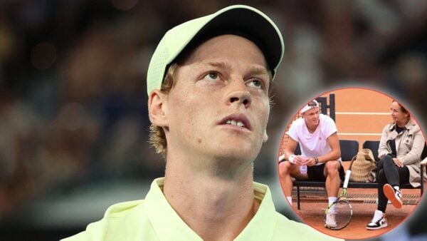 Jannik Sinner, Holger Rune and his mother Aneke Rune (via X/Daily Express)