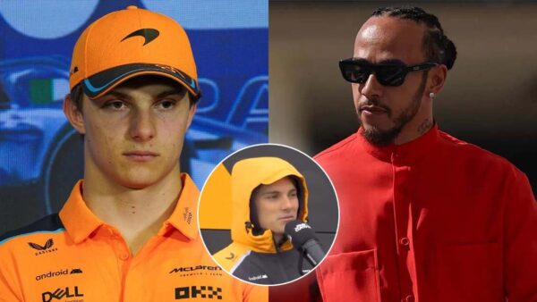 Oscar Piastri and Lewis Hamilton (via IMAGO), Piastri's hilarious remarks on Hamilton (via The Fast and The Curious Podcast)