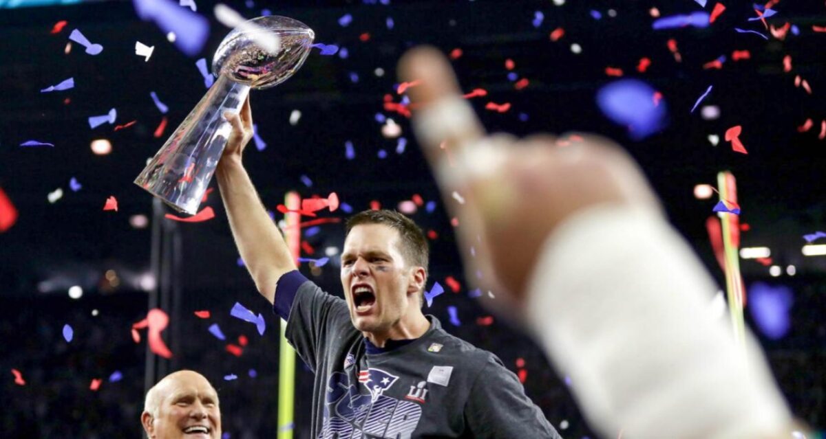 Tom Brady celebrates Super Bowl LI