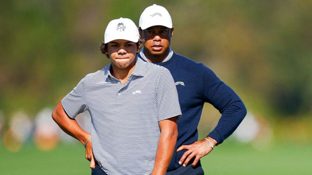 WATCH: Tiger Woods drops huge Masters FLEX in front of Tom Kim during TGL match 3 Charlie Woods and Tiger Woods