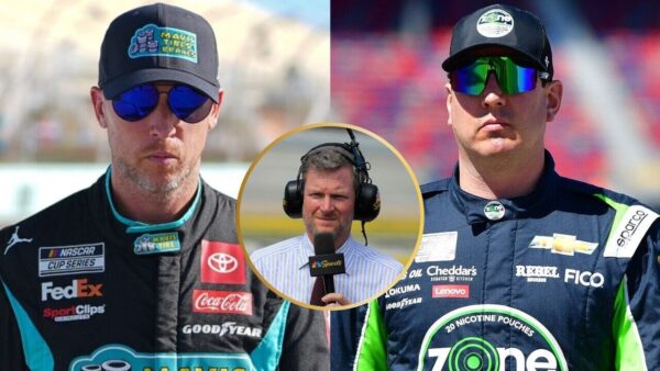 Denny Hamlin, Dale Earnhardt Jr. and Kyle Busch