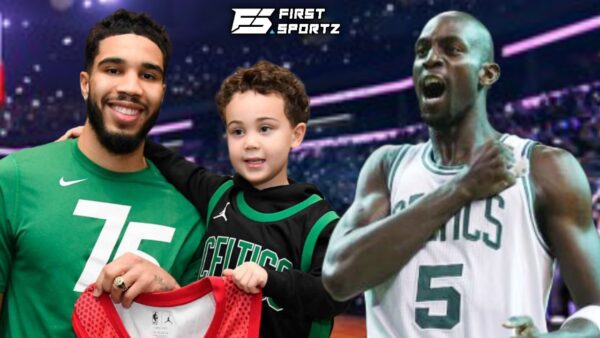 Jayson Tatum, Deuce Tatum and Kevin Garnett