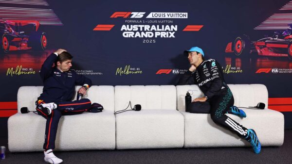 Max Verstappen and George Russell (via Red Bull Content Pool)