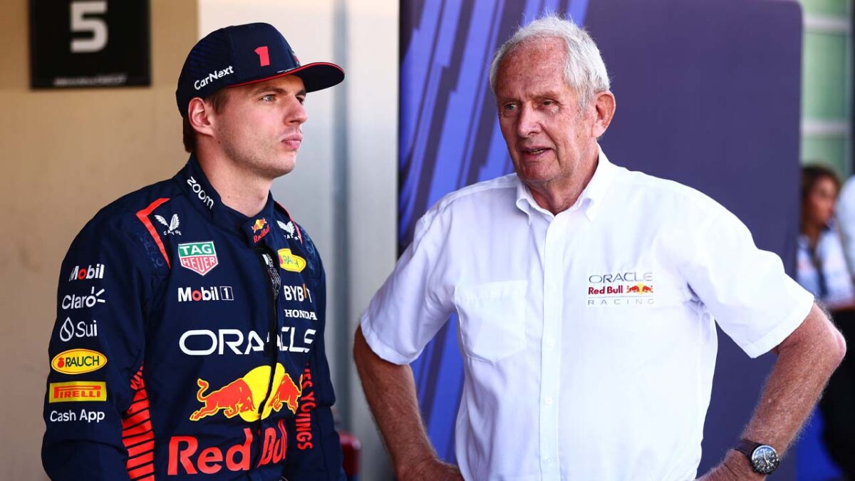 Racing icon questions Toto Wolff's 'desperation' to sign Max Verstappen for 2026 1 Max Verstappen and Helmut Marko (via Getty)